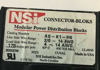 NSI AS-K1-H6 MODULAR POWER DISTRIBUTION BLOCK