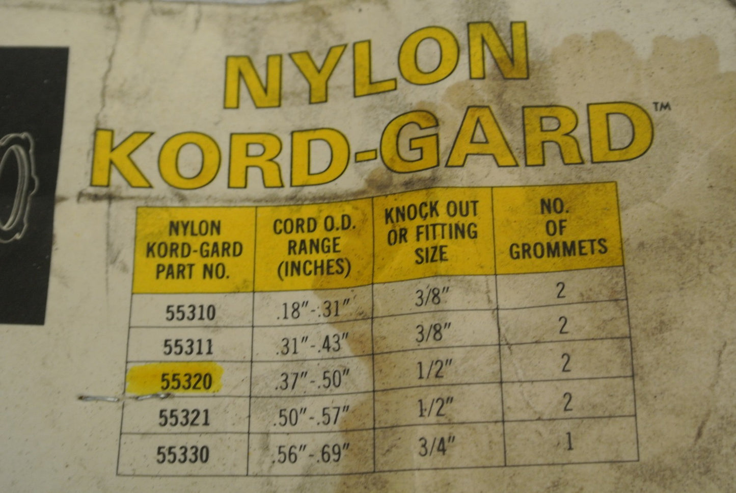 TPC WIRE & CABLE 55320 NYLON KORD-GARD / STRAIN RELIEF, CORD GRIP  / NEW SURPLUS