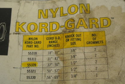 TPC WIRE & CABLE 55320 NYLON KORD-GARD / STRAIN RELIEF, CORD GRIP  / NEW SURPLUS