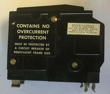 SQUARE D QO-60-SL PLUG IN SUB-FEED 240VAC 60AMP