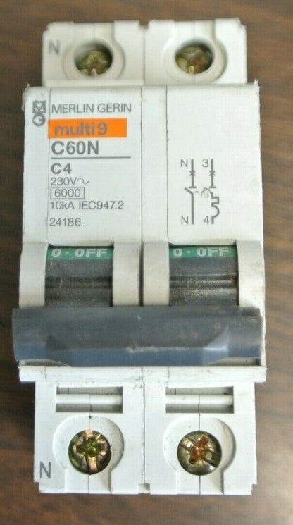 LOT of 7 / MERLIN GERIN CIRCUIT BREAKERS / C30A / C60N D10A / C60N C2, C4, C16