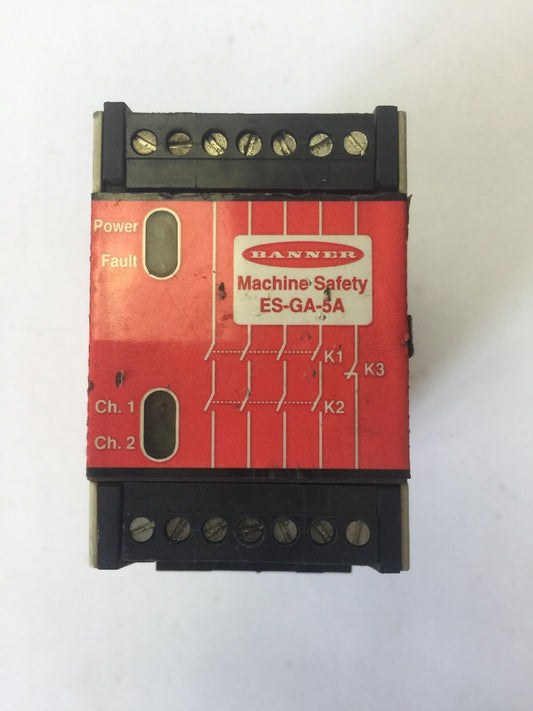BANNER ES-GA-5A MACHINE SAFETY RELAY 24VDC OR 115VAC 250mA