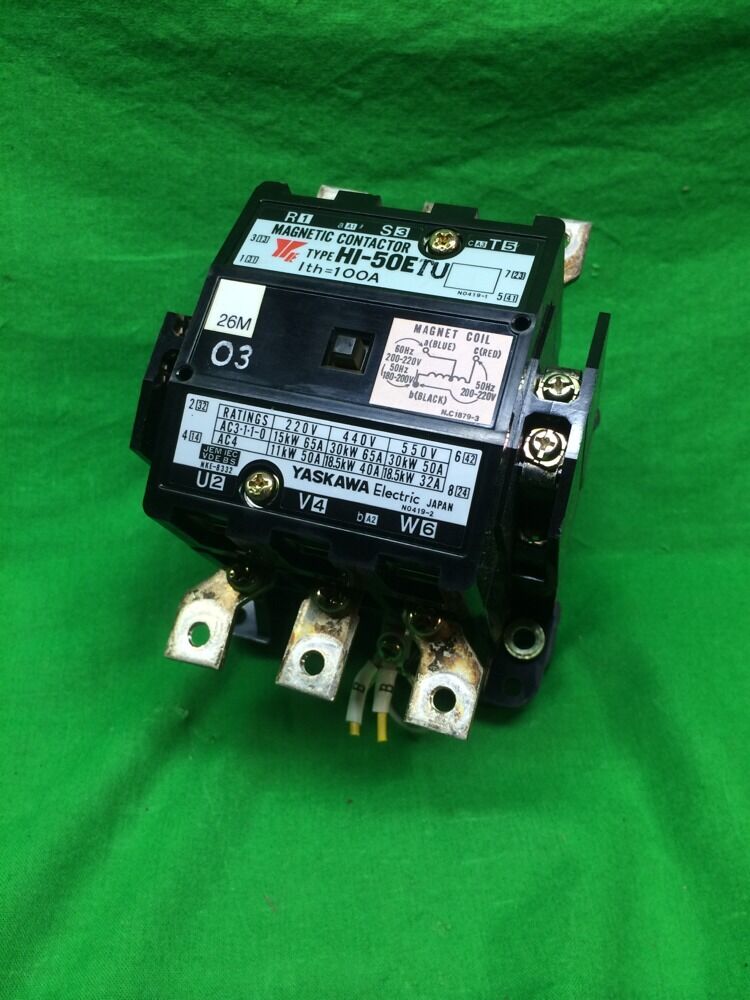 YASKAWA ELECTRIC TYPE HI-50ETU MAGNETIC CONTACTOR 100A 220V COIL