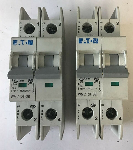 EATON WMZT2C08 CIRCUIT BREAKER 8A 480Y/277VAC 10KA 2POLE 50/60HZ***LOTOF2***