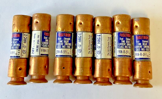 BUSSMANN FRN-R-5 6/10  FUSE FUSETRON 250VAC 5 6/10A ***LOT OF 7***