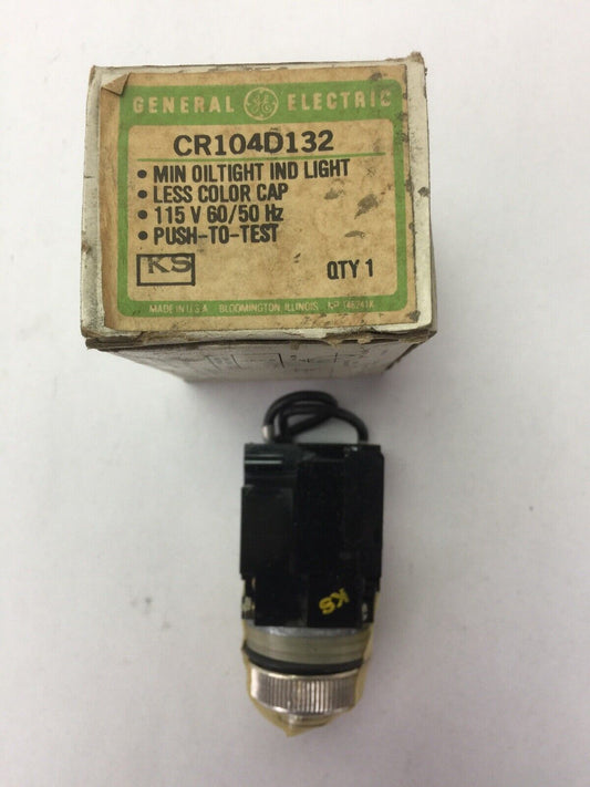 GE CR104D132 MIN OILTIGHT IND LIGHT LESS COLR CAP 115V 60/50HZ PUST TO TEST