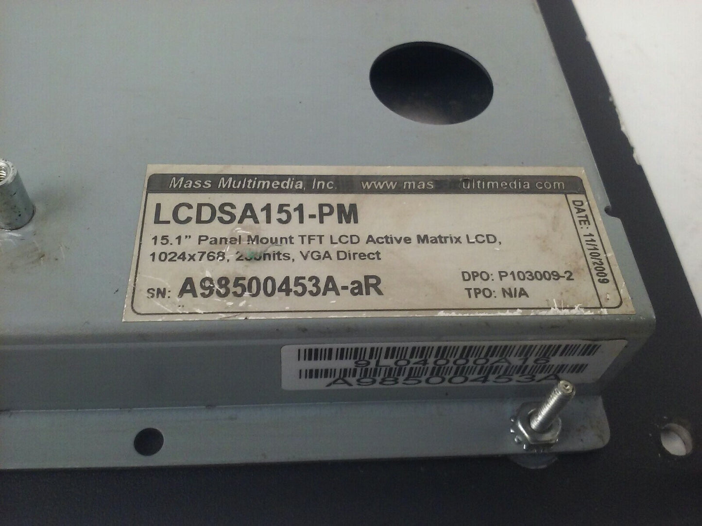 MASS MULTIMEDIA LCDSA151-PM 15.1'' PANEL MOUNT TFT LCD 1024X7687 230NITS