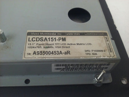 MASS MULTIMEDIA LCDSA151-PM 15.1'' PANEL MOUNT TFT LCD 1024X7687 230NITS