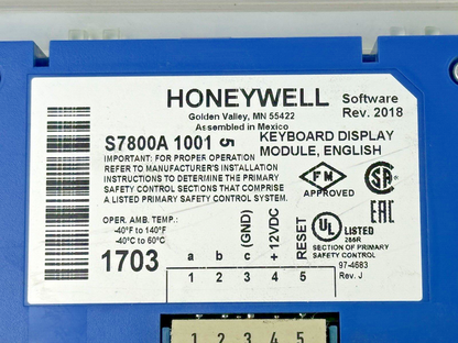 HONEYWELL - S7800 A 1001 REV. J - KEYBOARD DISPLAY MODULE IN CASE-BURNER CONTROL