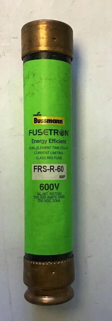 BUSSMAN FRS-R-60 AMP FUSETRON ENERGY EFF. 600V DUAL-ELEM TIME DELAY CLASS RK5