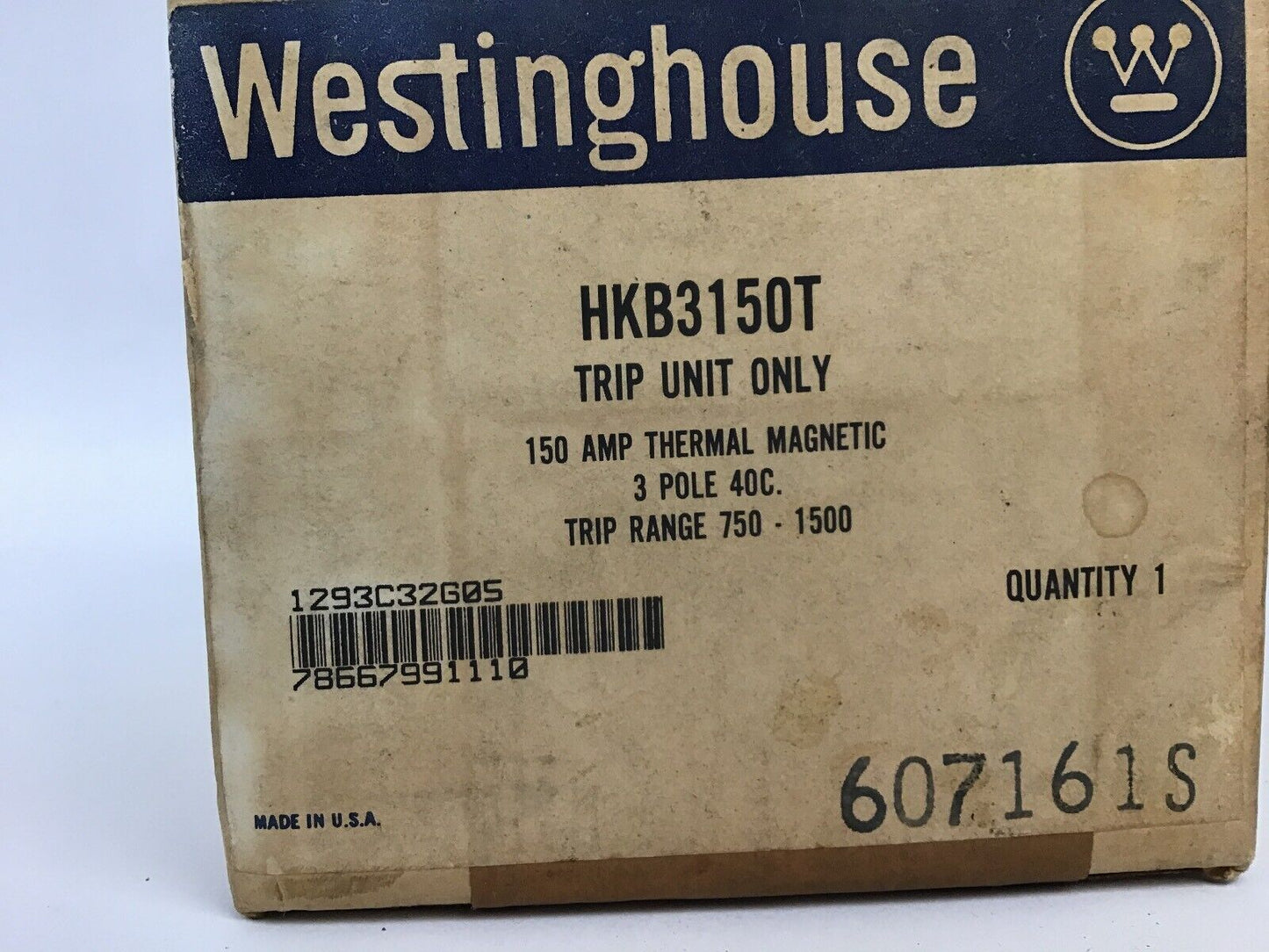 WESTINGHOUSE HKB3150T 150A 3POLE TRIP UNIT ONLY