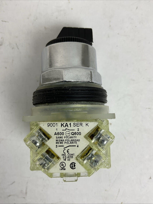 SCHNEIDER 9001KS43BH2 SELECTOR SWITCH BLACK KNOB 3 POSITIONS