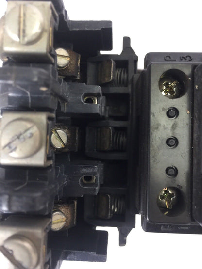 ALLEN BRADLEY 509-BOD-9 SIZE1 STARTER 600VAC 27AMP 10HP W40 HEATERS 120V COIL