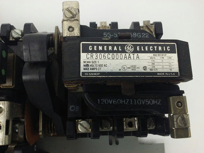 GENERAL ELECTRIC, CR306C000AATA, STARTER, SIZE 1, 600V, 27A, 3PH,120V COIL, USED