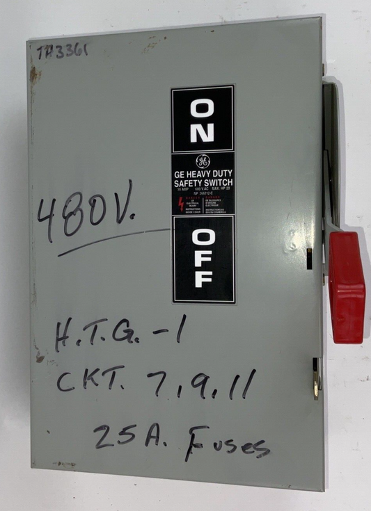 GENERAL ELECTRIC TH3361 SAFETY SWITCH MODEL10 30A 600VAC/250VDC TYPE1 INDOOR