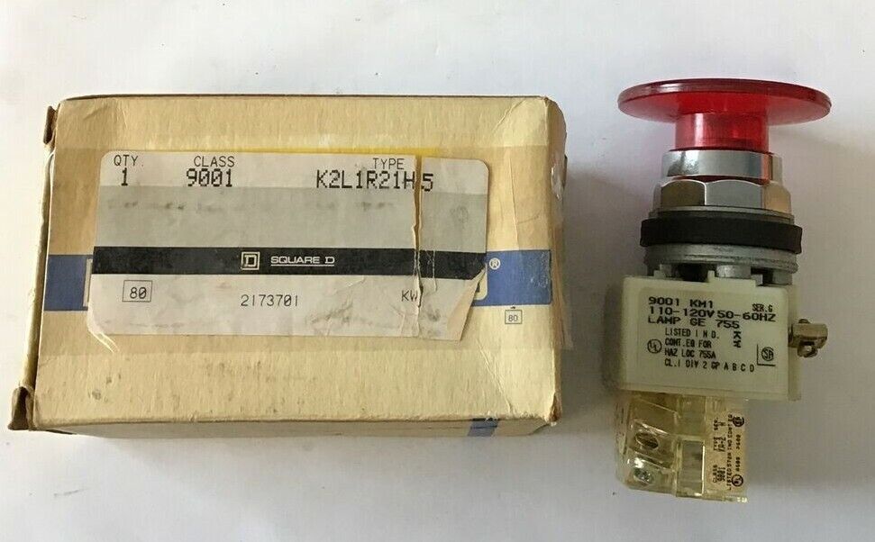 SQUARE D 9001K2L1R21H5 PUSH BUTTON RED JUMBO CAP