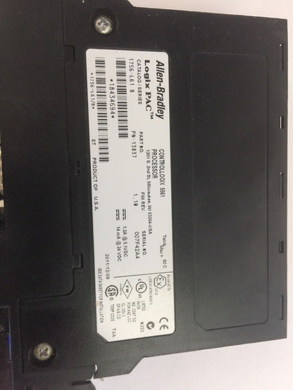 ALLEN BRADLEY 1756-L61 SER B LOGIX PAC CONTROLLOGIX 5561 PROCESSOR F/W REV 1.10