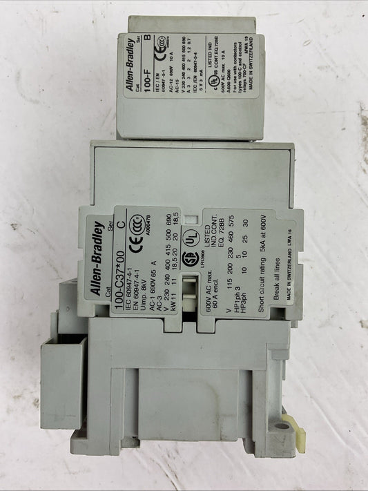 ALLEN BRADLEY 100-C37*00 SER C CONTACTOR 600VAC 60A COIL 120V 100-F 100-FSV136