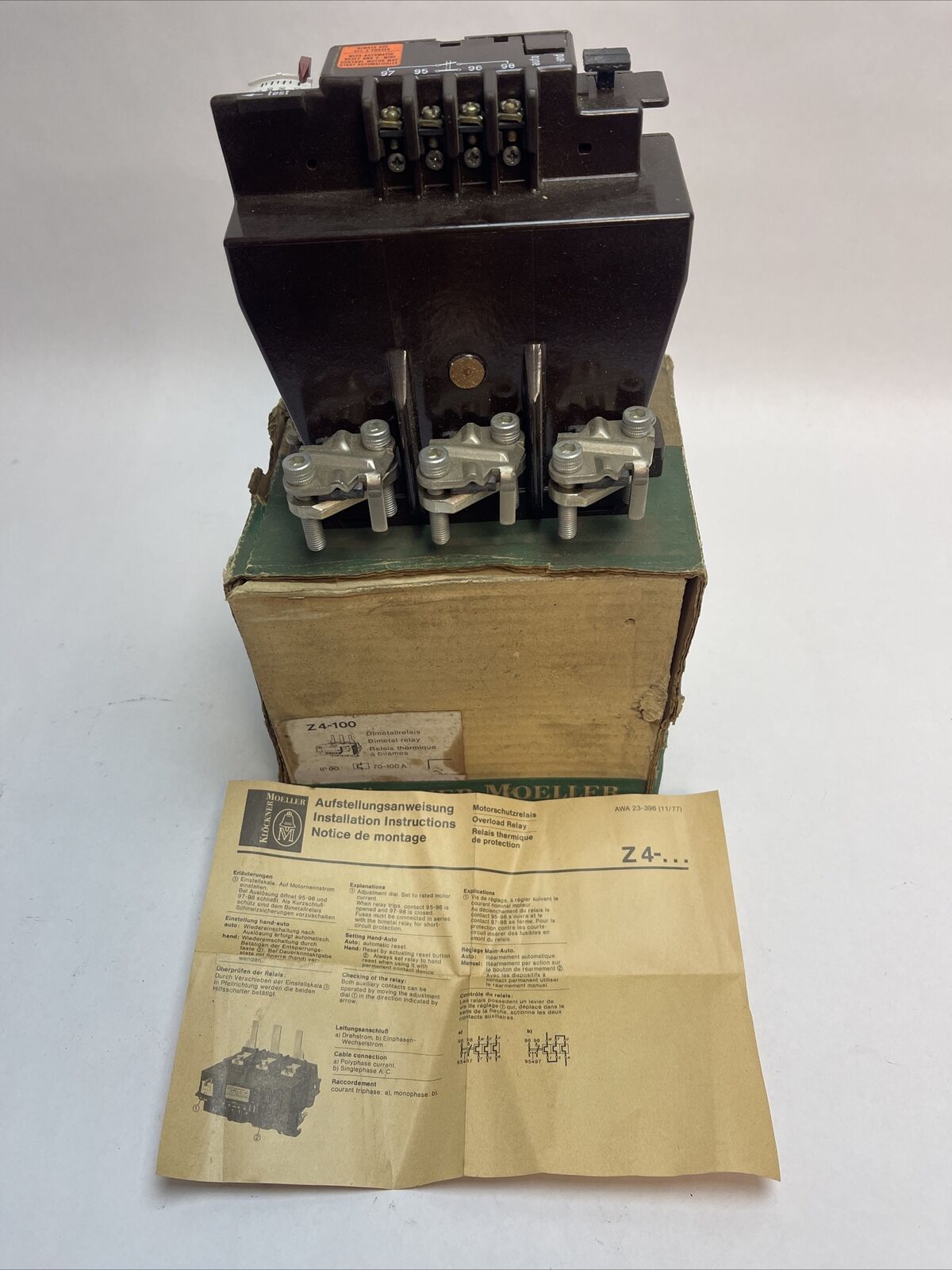 KLOCKNER MOELLER Z4-100-CNA RELAY 70-100A 600VAC