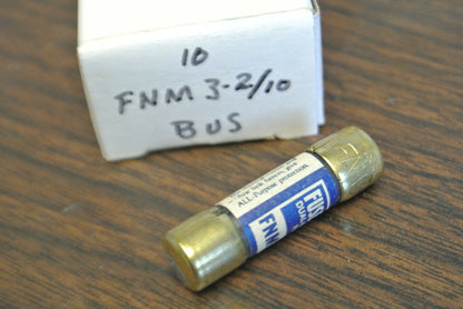 BOX of 10 / BUSS FNM3-2/10 DUAL-ELEMENT FUSE / 3-2/10A / 250V / NEW SURPLUS