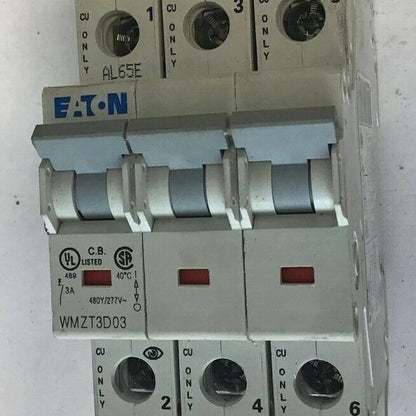 EATON WMZT3D03 CIRCUIT BREAKER 3A 480Y/277VAC 10KA 3 POLE 50/60HZ