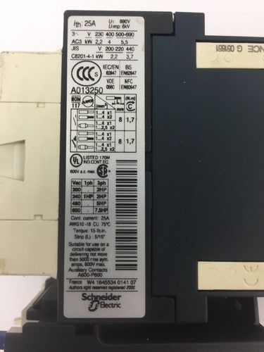 TELEMECANIQUE LC1D09BL CONTACTOR LRD05 OVERLOAD RELAY LAD4TBDL 24V1