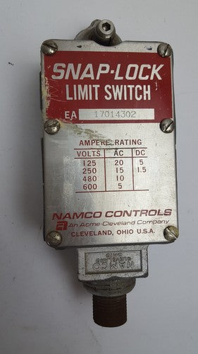 NAMCO EA170-14302 SNAP-LOCK LIMIT SWITCH, VOLTS 120/250/480/600, AC 20/15/10/50