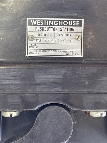 WESTINGHOUSE 1151129-D PUSHBUTTON STATION 600V TYPE HDN1