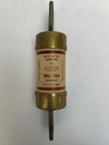 SHAWMUT OT300 ONE-TIME CLASS K-5 FUSE 300AMP 250VAC5