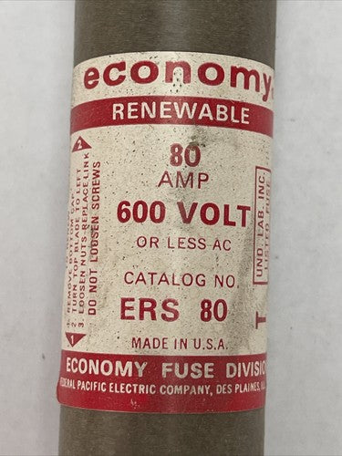FPE ERS80 RENEWABLE ECONOMY FUSE 80AMP 600VAC FEDERAL PACIFIC ELECTRIC1