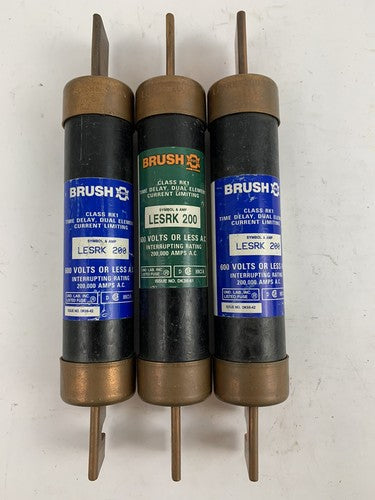 Brush/Reliance LESRK200 200A 600V Fuse "Lot of 3"0