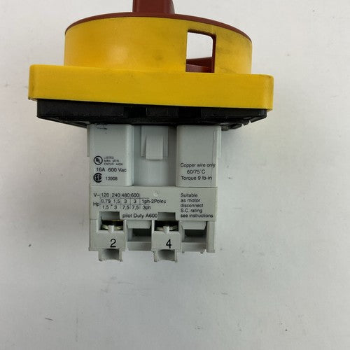 ALLEN BRADLEY 194L-E16-1752 LOAD SWITCH WITH HANDLE 600VAC 16A 3PH 7.5HP4