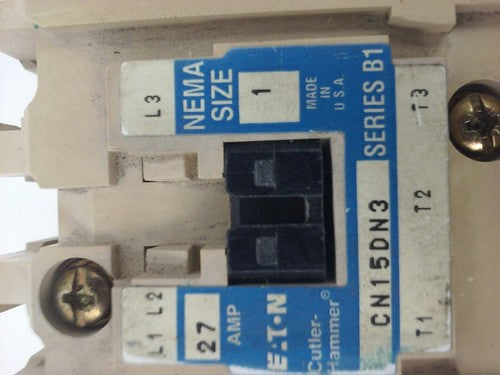 CUTLER HAMMER CN15DN3, SER. B1, CONTACTOR, 3PH, 3P, 27A, 600V, 10HP, 60HZ, NEW1