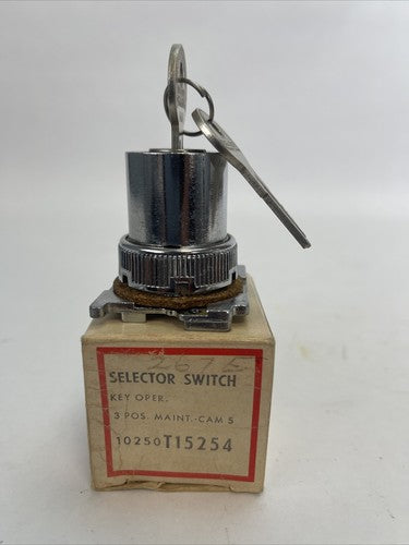 CUTLER HAMMER 10250T15254 SELECTOR SWITCH KEY OPER. 3 POS. MAIN. CAM 50