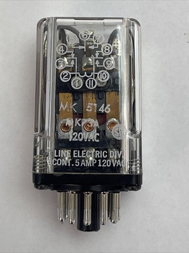 LINE ELECTRIC MK5146 RELAY 120VAC CONT.5A COIL 120VAC0