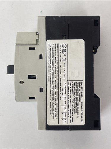 SIEMENS 3RV1011-1GA15 MOTOR PROTECTION CLASS 10 600VAC 5HP 82A TRIP 4.5-6.3A3