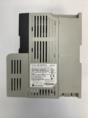 ALLEN BRADLEY 22D-D4P0N104 AC DRIVE SER A OUTPUT 0-460VAC INPUT 380-480VAC3