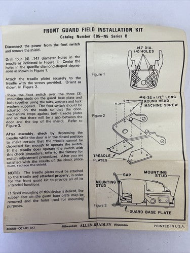 ALLEN BRADLEY 805-N5 FOOT SWITCH GUARD SERIES B8