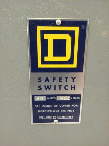 SQ D. H361ND SER. D1, SAFETY SWITCH, 30A, 277/480VAC, FUSIBLE, NEMA 4&5, NEW1