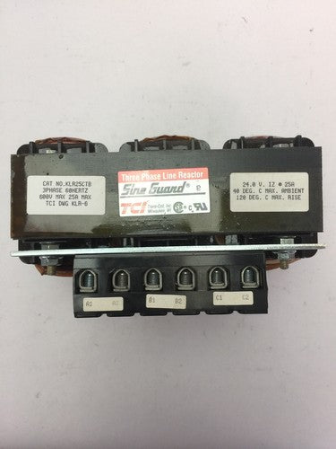 TCI KLR25CTB 3 PHASE LINE REACTOR SLINE GUARD 600V 60HZ 25A 0