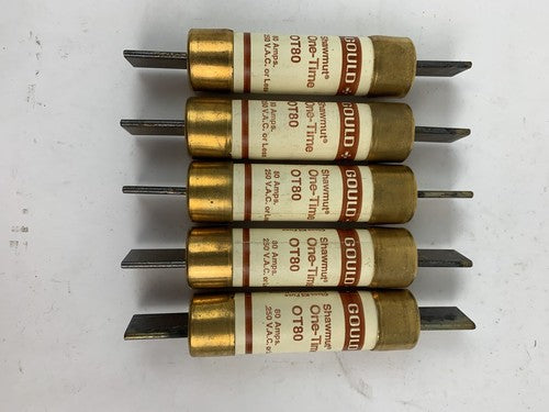 Gould Shawmut One-Time OT80 80A 250VAC Fuse "Lot of 5"0