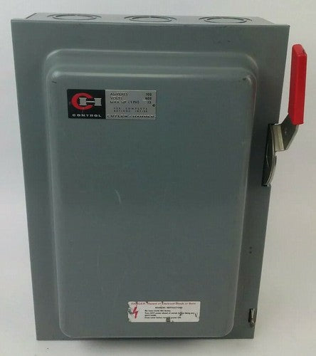 CUTLER HAMMER DH363U NON FUSIBLE H.D. SAFETY SWITCH 3P 100A 600VAC/250VDC 75HP0