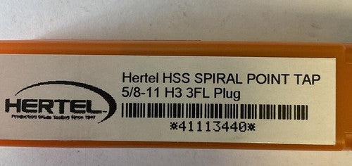 HERTEL HSS SPIRAL POINT TAP 5/8-11 H3 3FL PLUG 411134401
