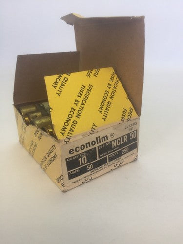 ECONOLIM NCLR 50 CURRENT LIMITING CLASS RK1 FUSE 50AMP 250VAC  (LOT OF 10)0