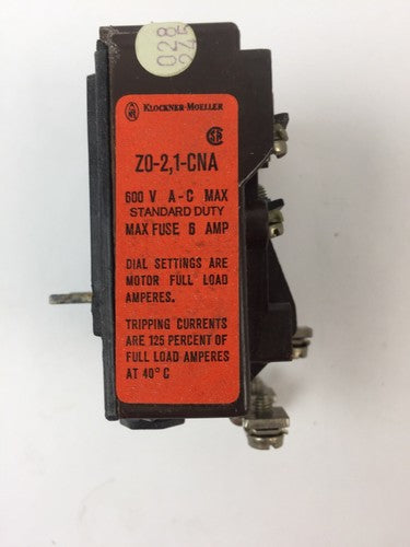 KLOCKNER MOELLER Z0-2,1-CNA BIMETAL RELAY 600VAC 1.2-2.1AMP2