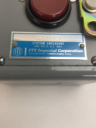 ITE H211BL1 HEAVY DUTY NEMA 1 STOP PUSHBUTTON W/LOCK OFF 600VAC STATION ENCLOSUR3