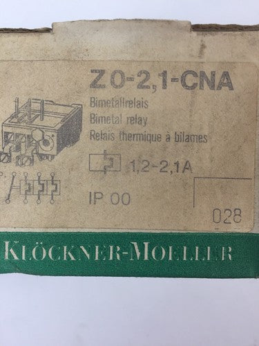 KLOCKNER MOELLER Z0-2,1-CNA BIMETAL RELAY 600VAC 1.2-2.1AMP1
