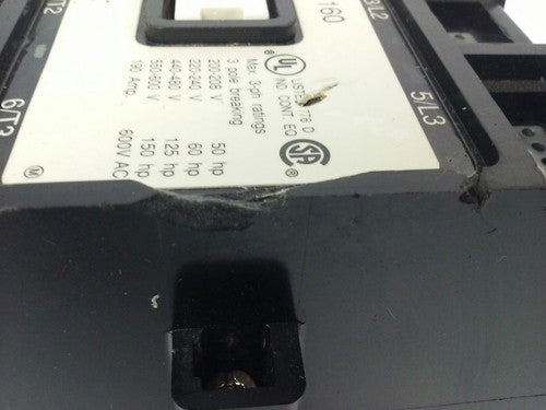 ABB EH160 CONTACTOR, 3PH, 3P BREAKING, 600V, 50-150H.P., 190A, CHIP PLASTIC6