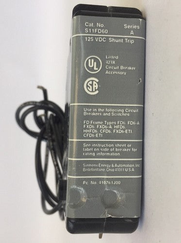 ITE S11FD60 SHUNT TRIP SER A 125VDC0