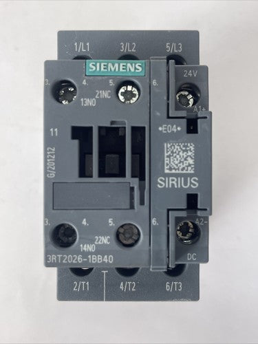 SIEMENS 3RT2026-1BB40 CONTACTOR 600VAC 35A 20HP COIL 24VDC0